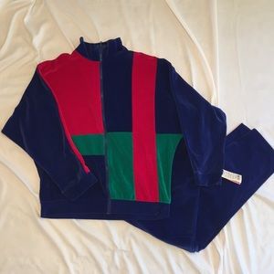 Vintage velour colorblock 2 piece set NWT